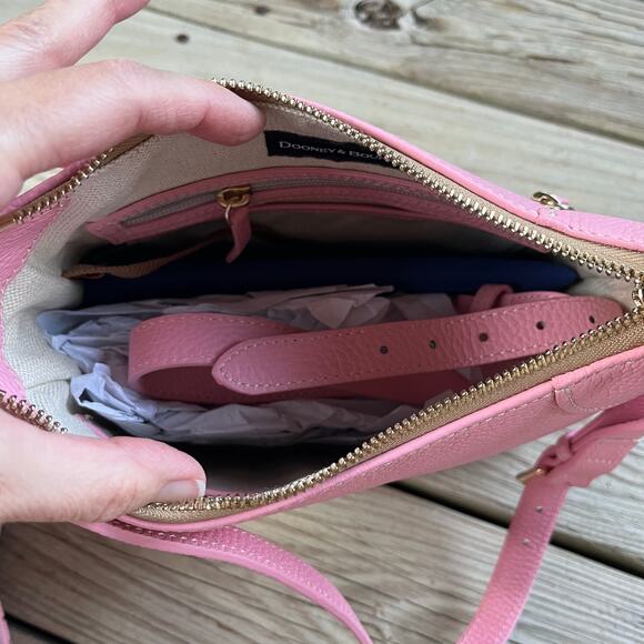 Dooney & Bourke Lucca Pale Pink Pebbled Leather Crossbody Bag. NEW - Picture 7 of 13